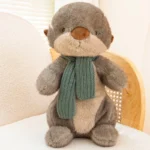 Peluche loutre avec écharpe 25cm - Doudou câlin
