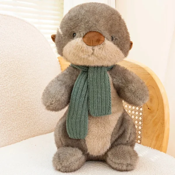 Peluche loutre avec écharpe 25cm - Doudou câlin